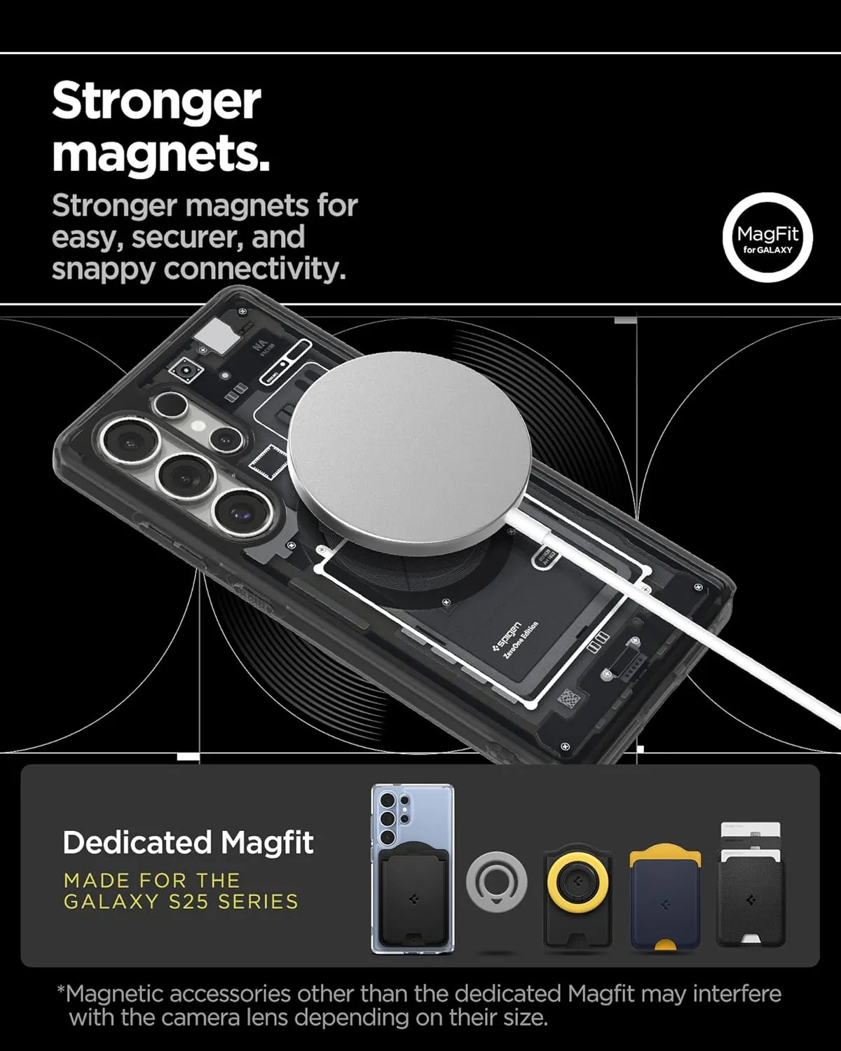 Spigen Ultra Hybrid MagFit Designed for Galaxy S25 Ultra Case [Qi2 Certified/Magnet for Galaxy] (2025) - Zero One Black