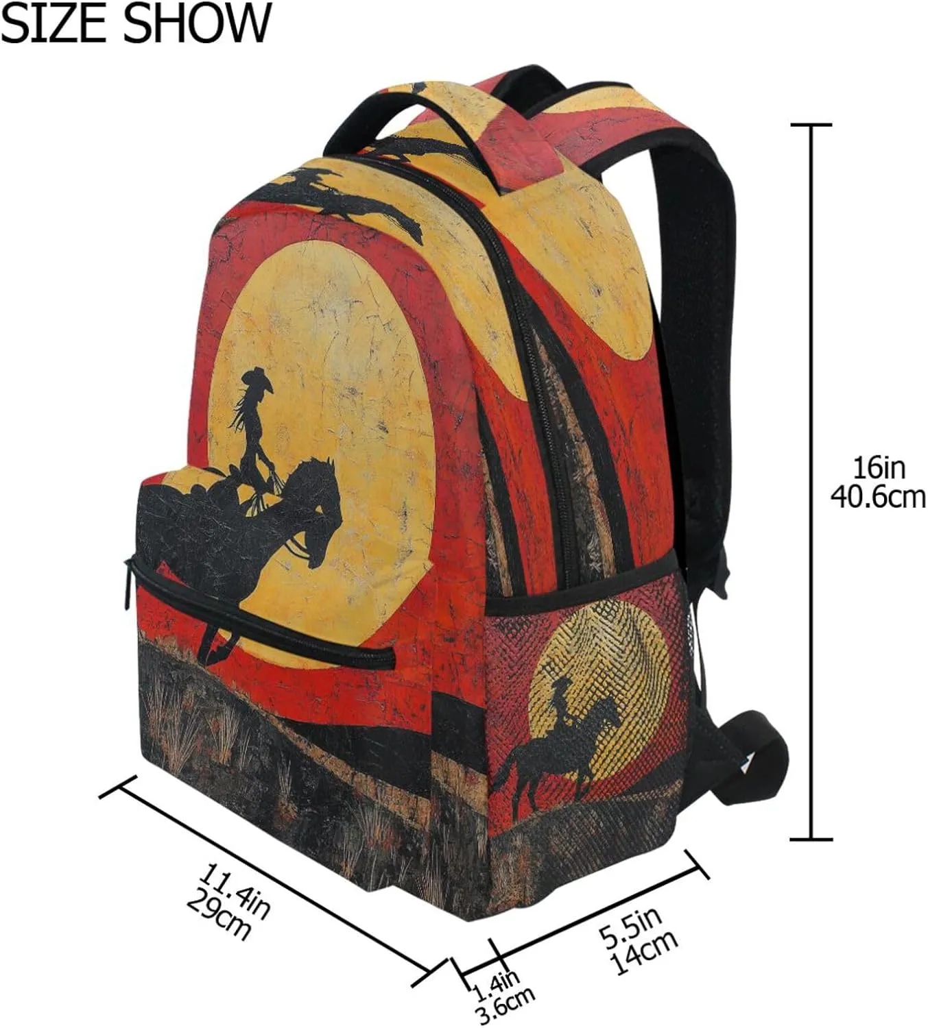 Sport Backpack for Teenager Waterproof Laptop Bag with Chest Strap for Travel Trip Western Cowgirl