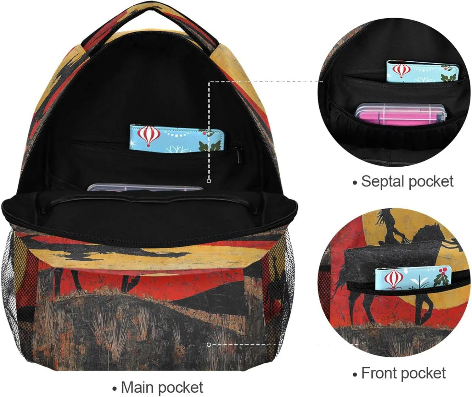 Sport Backpack for Teenager Waterproof Laptop Bag with Chest Strap for Travel Trip Western Cowgirl