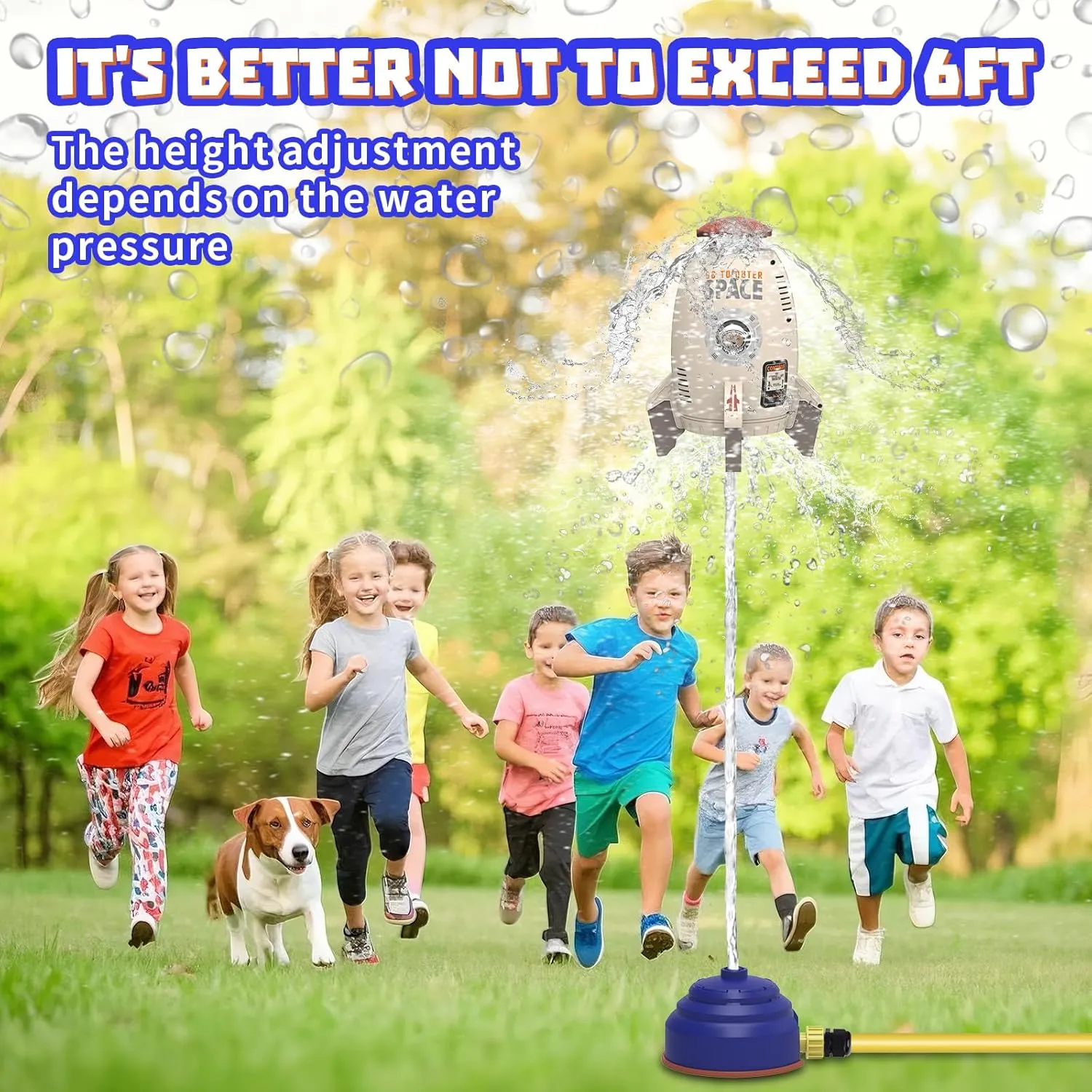 Sprinkler Rocket Launcher Toys for Kids - Outdoor Water Toys Water Splash Rocket, Summer Garden Lawns Water Toys Spray 360-Degree Rotation for Boys and Girls 3-12 Year Old Holiday Birthday Gifts