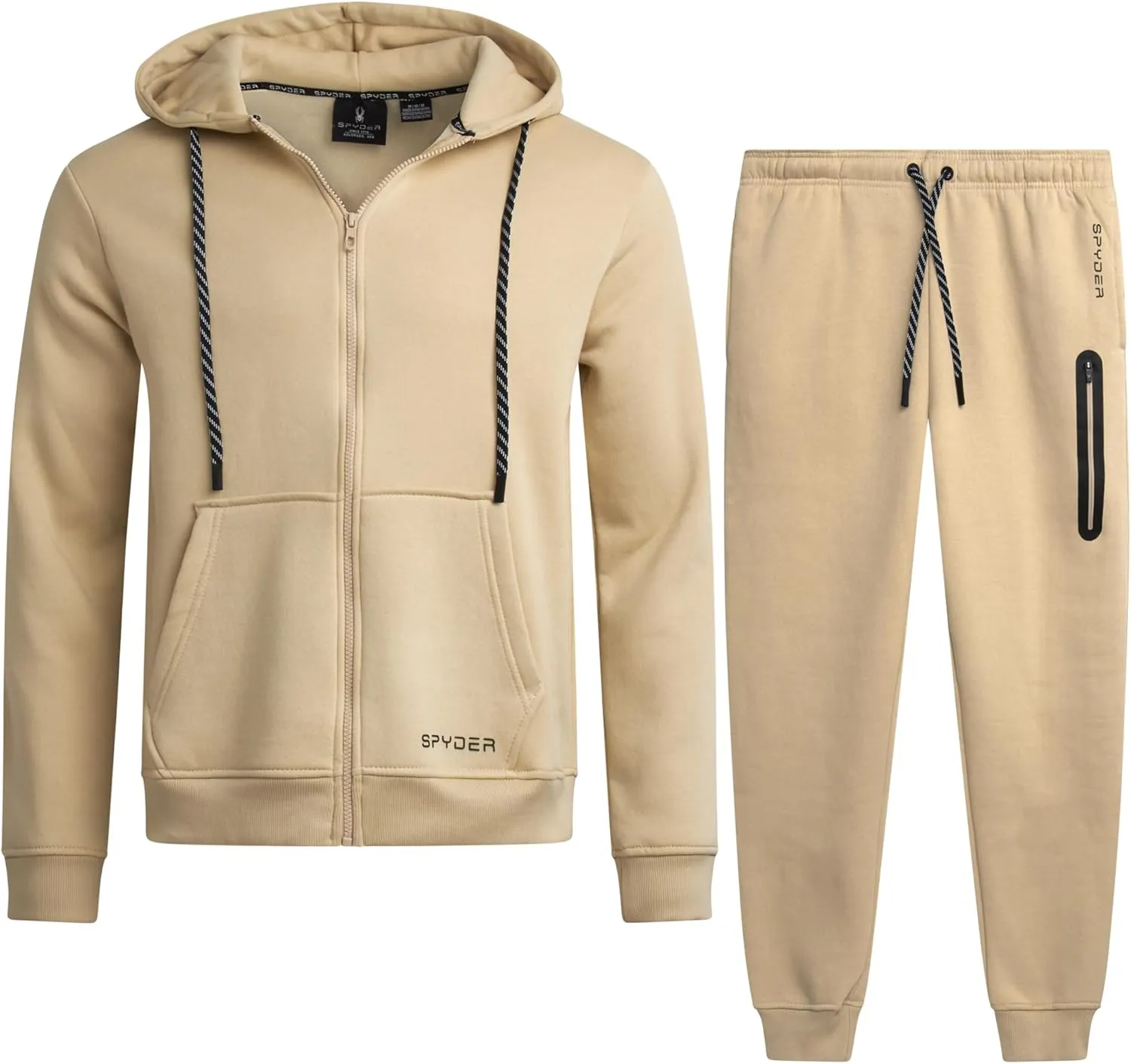 Spyder Mens Track Suit Set - 2 Piece Men's Activewear Fleece Zip Up Hoodie and Jogger Sweatpants, Sweatsuits for Men (S-XXL)