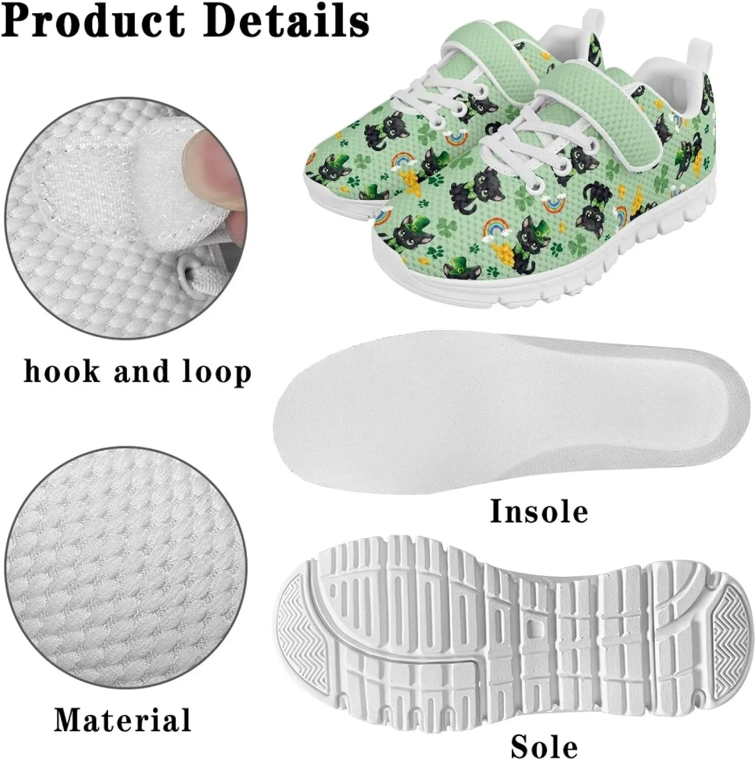 St. Patrick's Day Slip On Shoes for Girls Leaves Sneakers Size 11-2.5