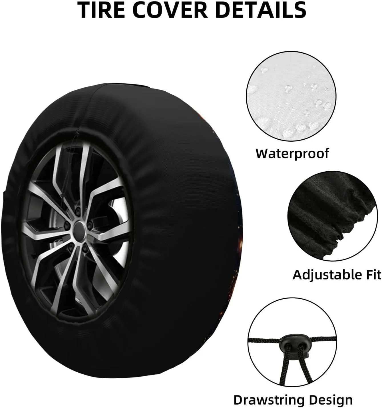 Star Constellation Map Tire Cover Outdoor Waterproof Snow Sun Rain Wheel Cover Portable Wheel Bags Camper Spare Tire Cover Universal Car Tire Protectors for Trailer RV SUV