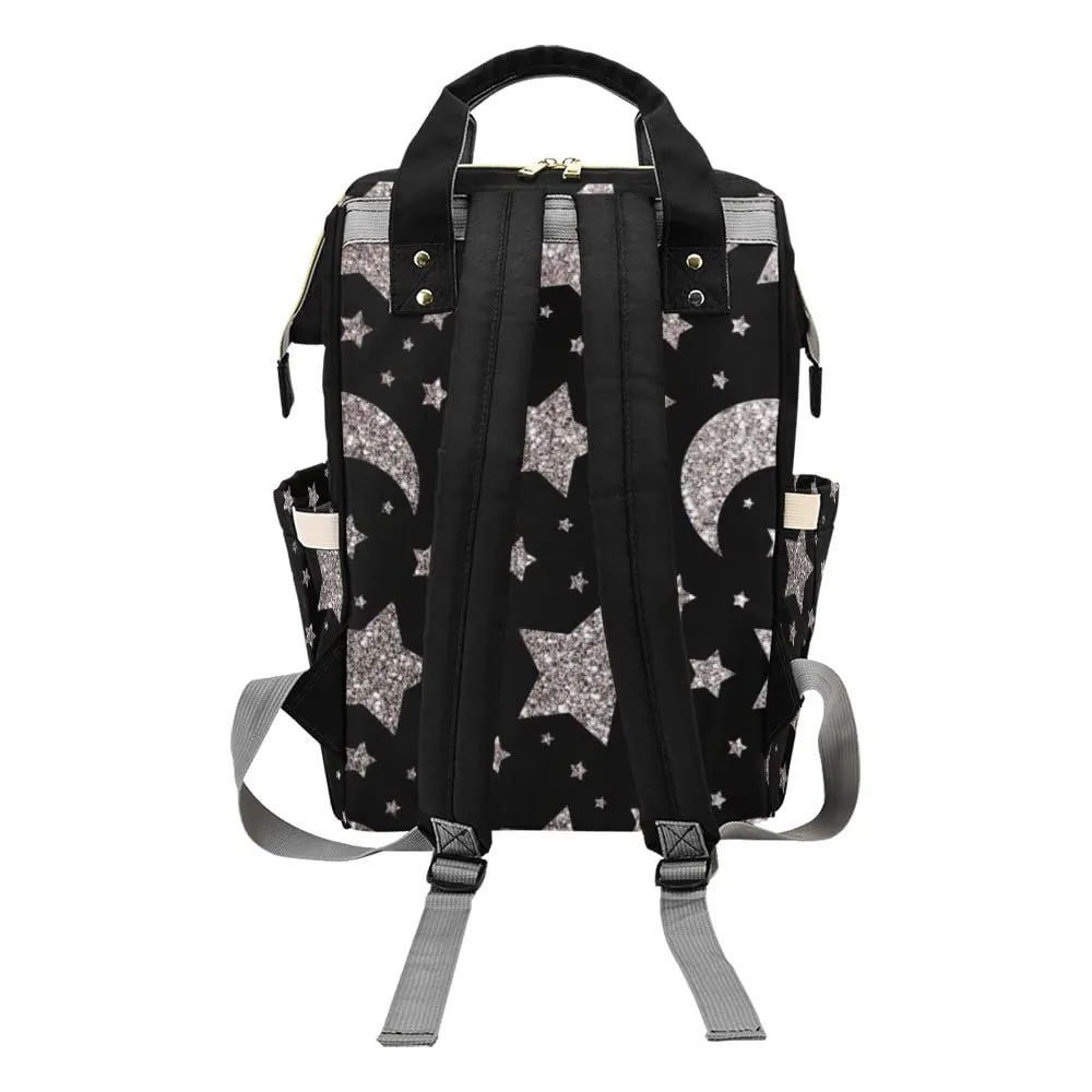 Star Moon Stripe Diaper Bags Personalized Backpack Travel Customized Name Women Girls Handbag Knapsack Tote Bag