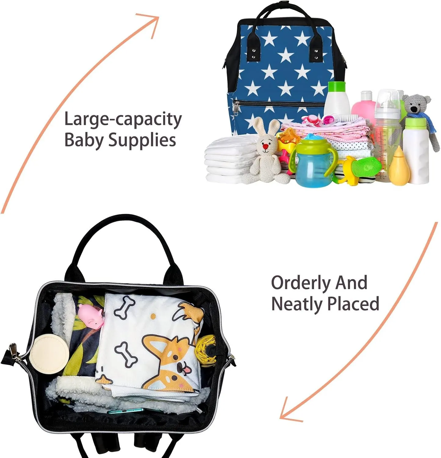 Stars Pattern Diaper Bag Backpack Waterproof Backpack Baby Nappy Changing Bag for Travel Large Capacity Durable and Stylish for Woman