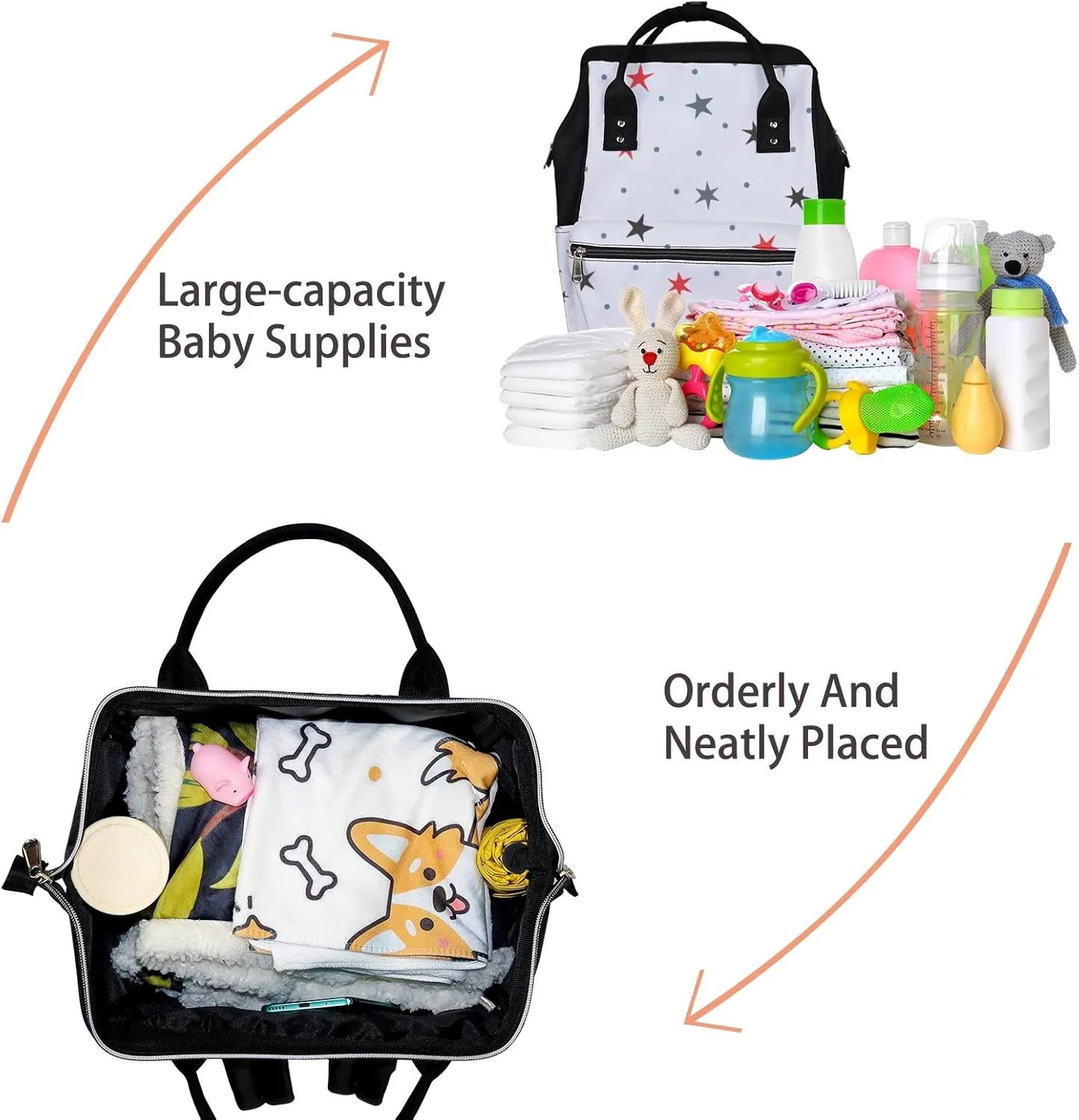 Stars Spots Cute Diaper Bag Backpack Waterproof Backpack Baby Nappy Changing Bag for Travel Large Capacity Durable and Stylish for Woman