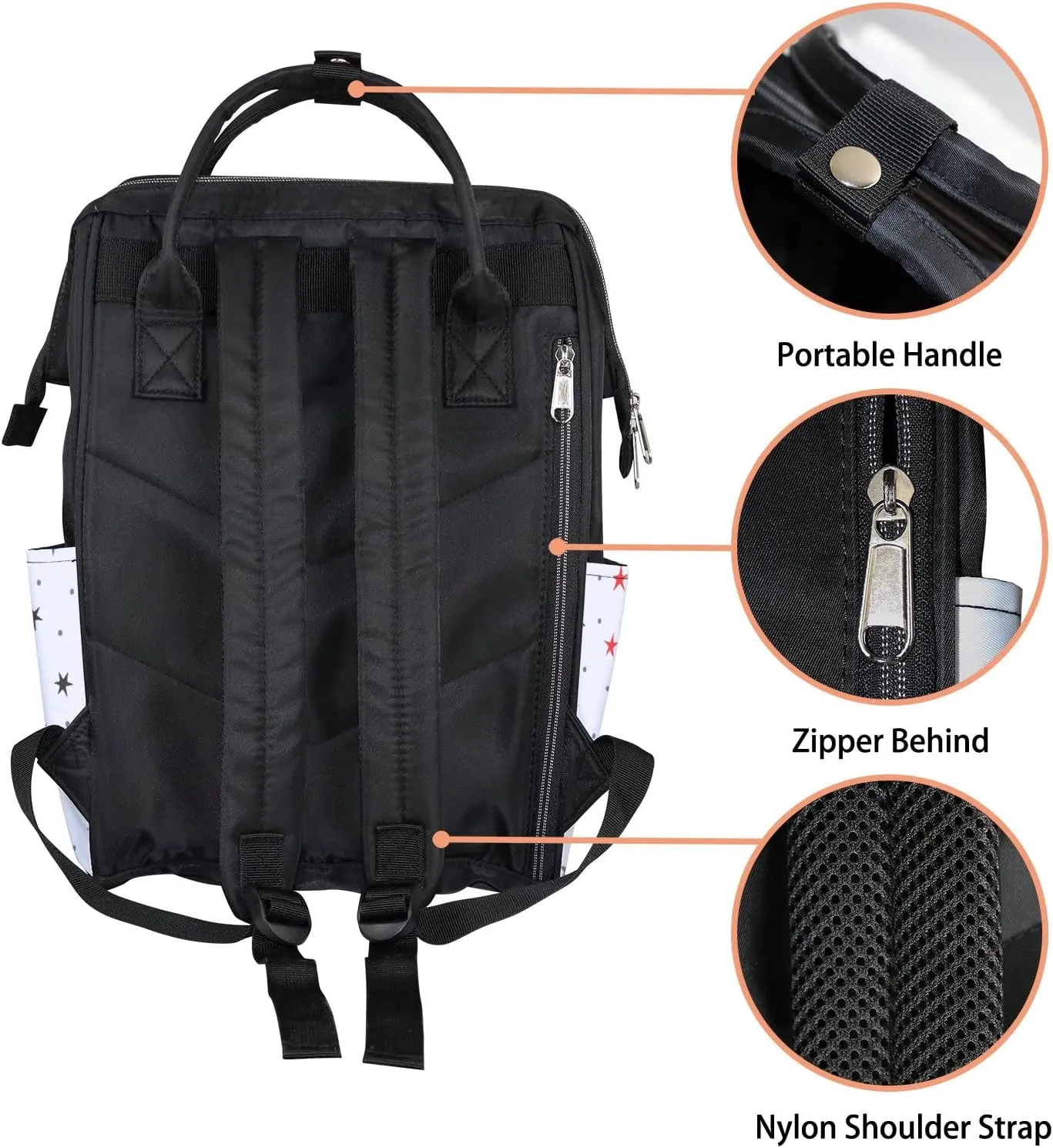 Stars Spots Cute Diaper Bag Backpack Waterproof Backpack Baby Nappy Changing Bag for Travel Large Capacity Durable and Stylish for Woman