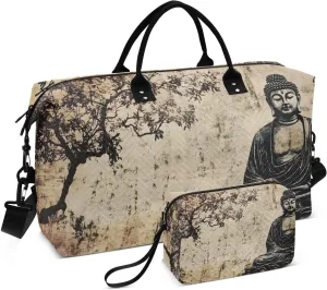Statue Vintage Tree Duffle Bag for Travel, Gym Bag with Multiple Interior Pockets for Men Women Overnight Purse Included 20.5 x 1.9 x 13.8 In