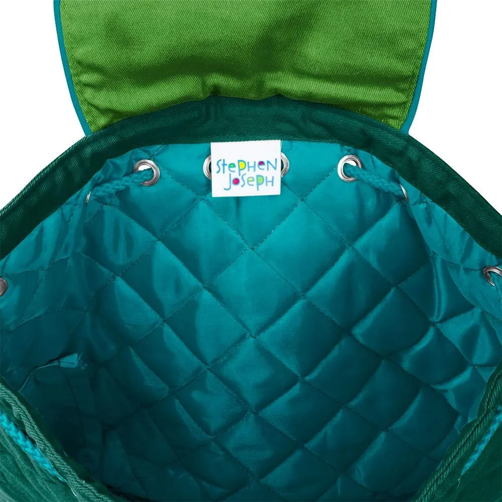 Stephen Joseph Kids' Unisex Toddler Back to School, Quilted Backpack, Green Dino, One Size
