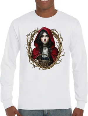 Storybook Red Riding Hood Men's T-Shirt Gothic Fairytale Cute Little Girl Forest Fantasy Witchy Cloak Cartoon Men's Tee