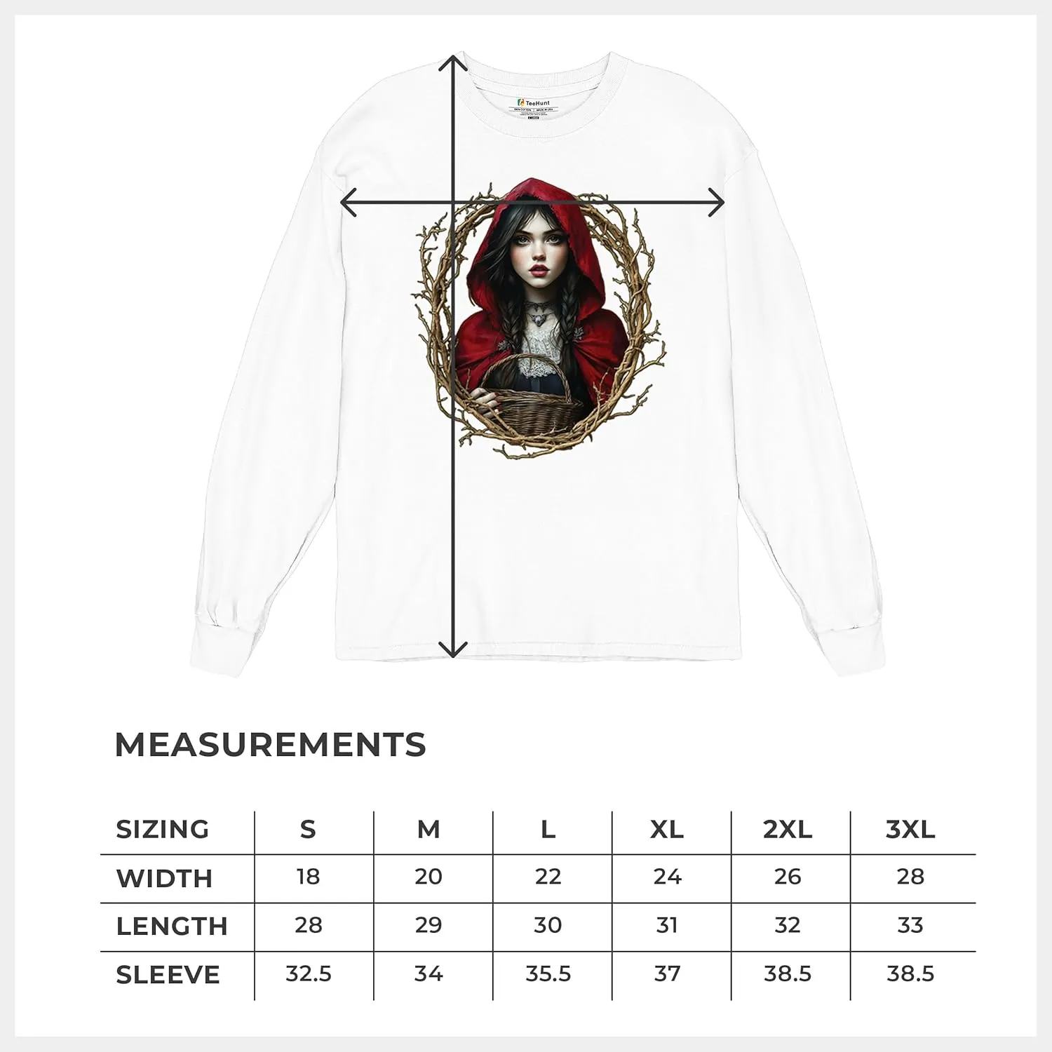 Storybook Red Riding Hood Men's T-Shirt Gothic Fairytale Cute Little Girl Forest Fantasy Witchy Cloak Cartoon Men's Tee