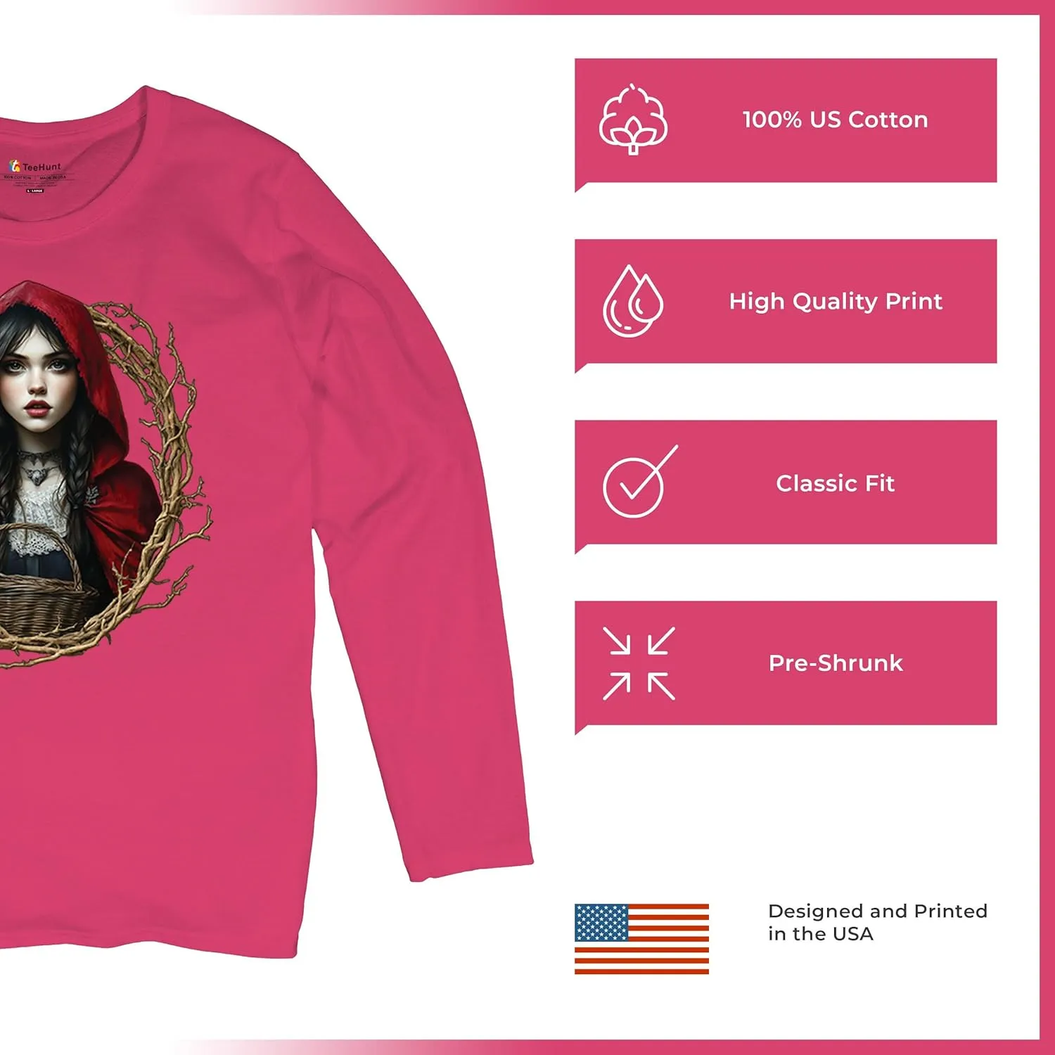 Storybook Red Riding Hood Women's T-Shirt Gothic Fairytale Cute Little Girl Forest Fantasy Witchy Cloak Cartoon Women's Tee