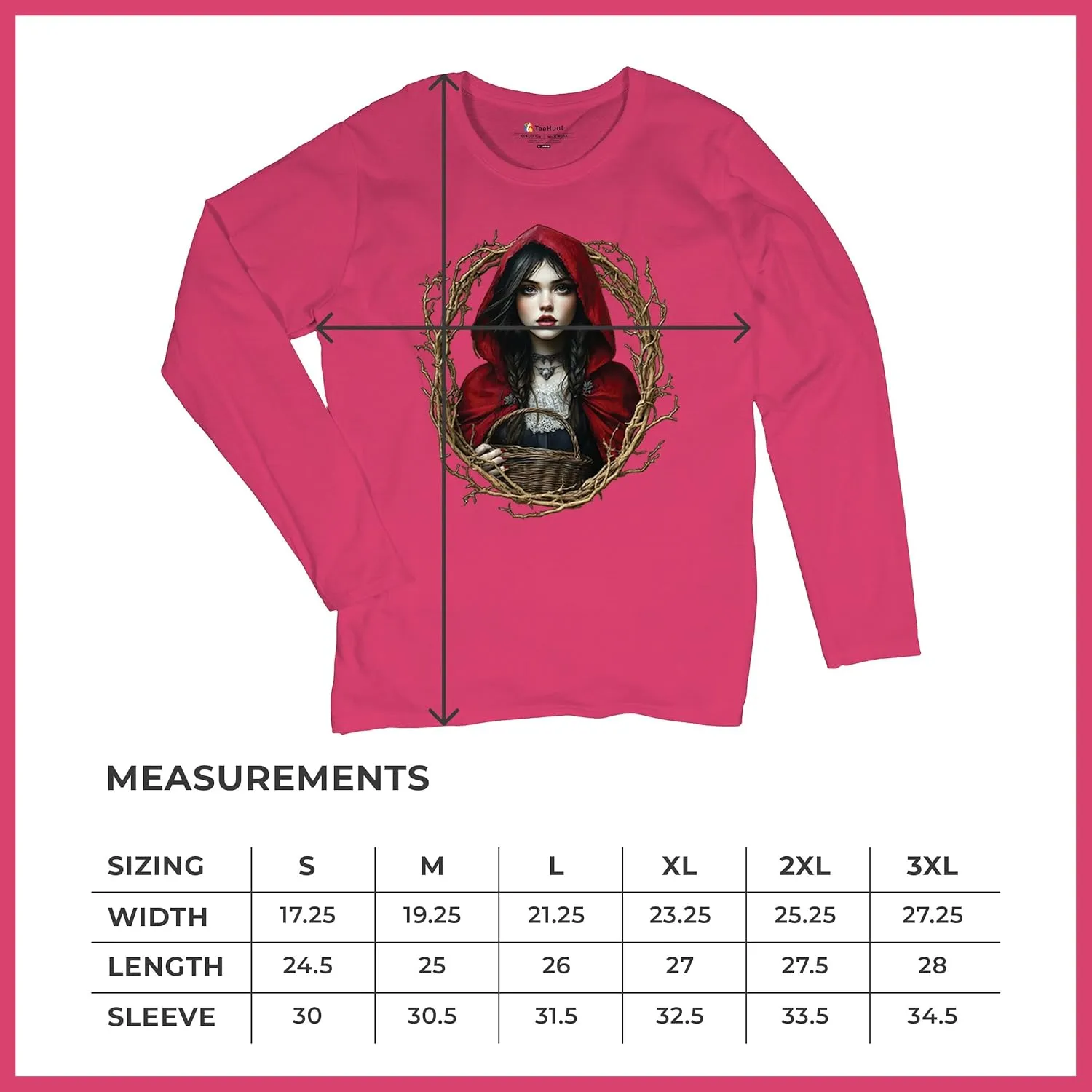 Storybook Red Riding Hood Women's T-Shirt Gothic Fairytale Cute Little Girl Forest Fantasy Witchy Cloak Cartoon Women's Tee