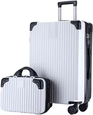 Stylish Textured Line Suitcase, High Volume Swivel Universal Wheel Trolley Case, Resistant To Drops And Pressure, Storage Box (Color : 20 Bag, Size : Black White)