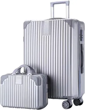 Stylish Textured Line Suitcase, High Volume Swivel Universal Wheel Trolley Case, Resistant To Drops And Pressure, Storage Box (Color : 20 Bag, Size : Silver)