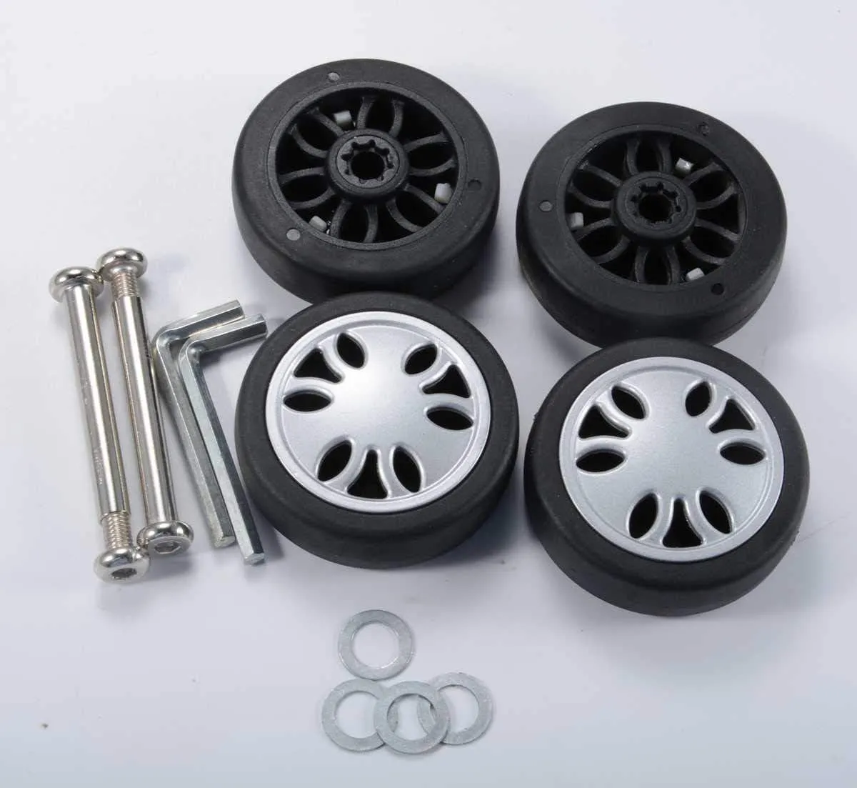 Suitcase Wheels Replacement 360 Spinner 50x15mm Kits Luggage Travel Wheel Double Accessories Universal Rubber Swivel Trolley Casters Bearings Repair Tools Set Rotating Flexible Quietness 2Pack