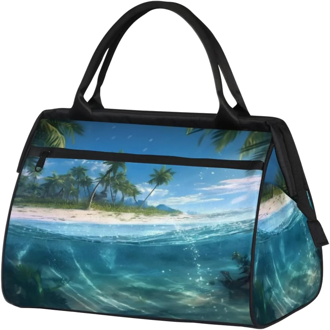 Summer Island Coast Underwater Travel Duffle Bag, Waterproof Duffel Bag Weekender Overnight Carry On Bag Lightweight Sport Gym Bag for Men Women