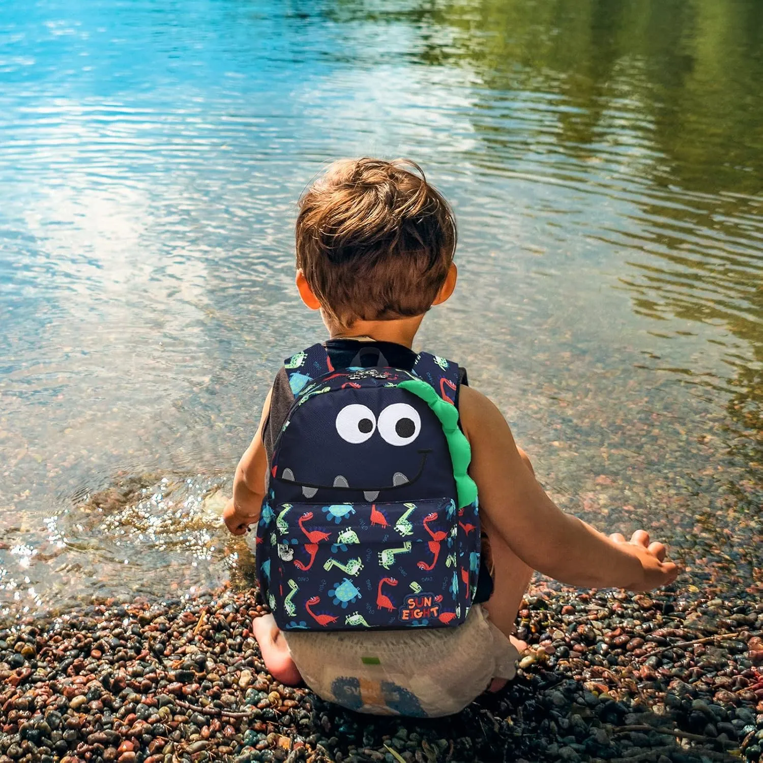 SUN EIGHT Preschool Toddler Kids Backpack Small 3D Cartoon Dinosaur Lunch Daycare School Bookbag Animal Travel Bags for Boy For 2-5 Years old（Cute Dinosaur）