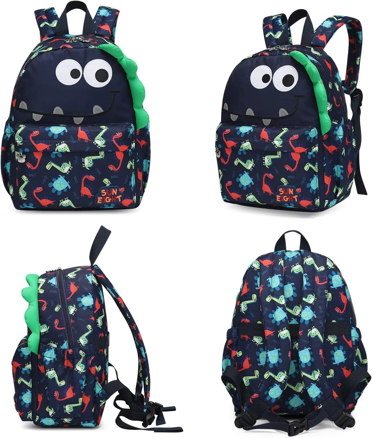 SUN EIGHT Preschool Toddler Kids Backpack Small 3D Cartoon Dinosaur Lunch Daycare School Bookbag Animal Travel Bags for Boy For 2-5 Years old（Cute Dinosaur）