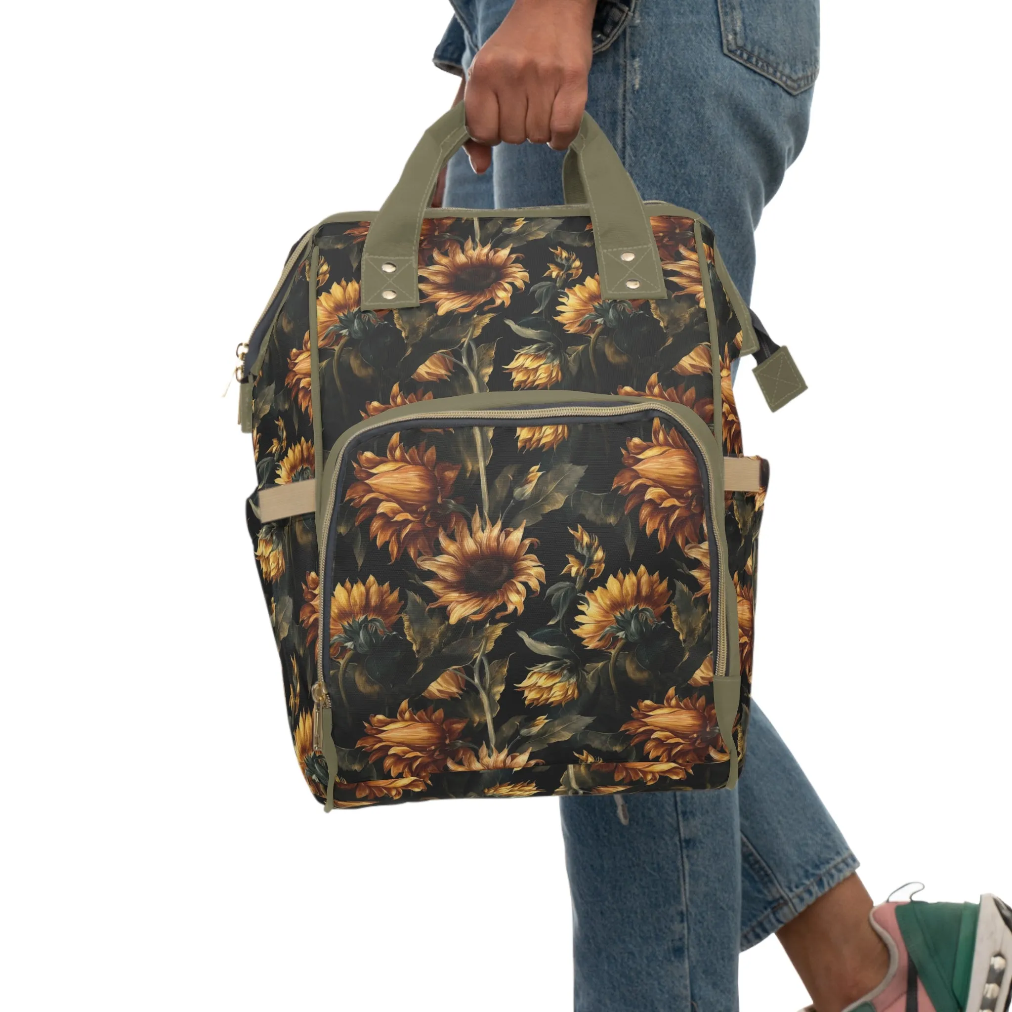 Sunflower Diaper Backpack - Bright & Multifunctional Baby Bag with Sunflower Design, Perfect for Nature-Loving Parents