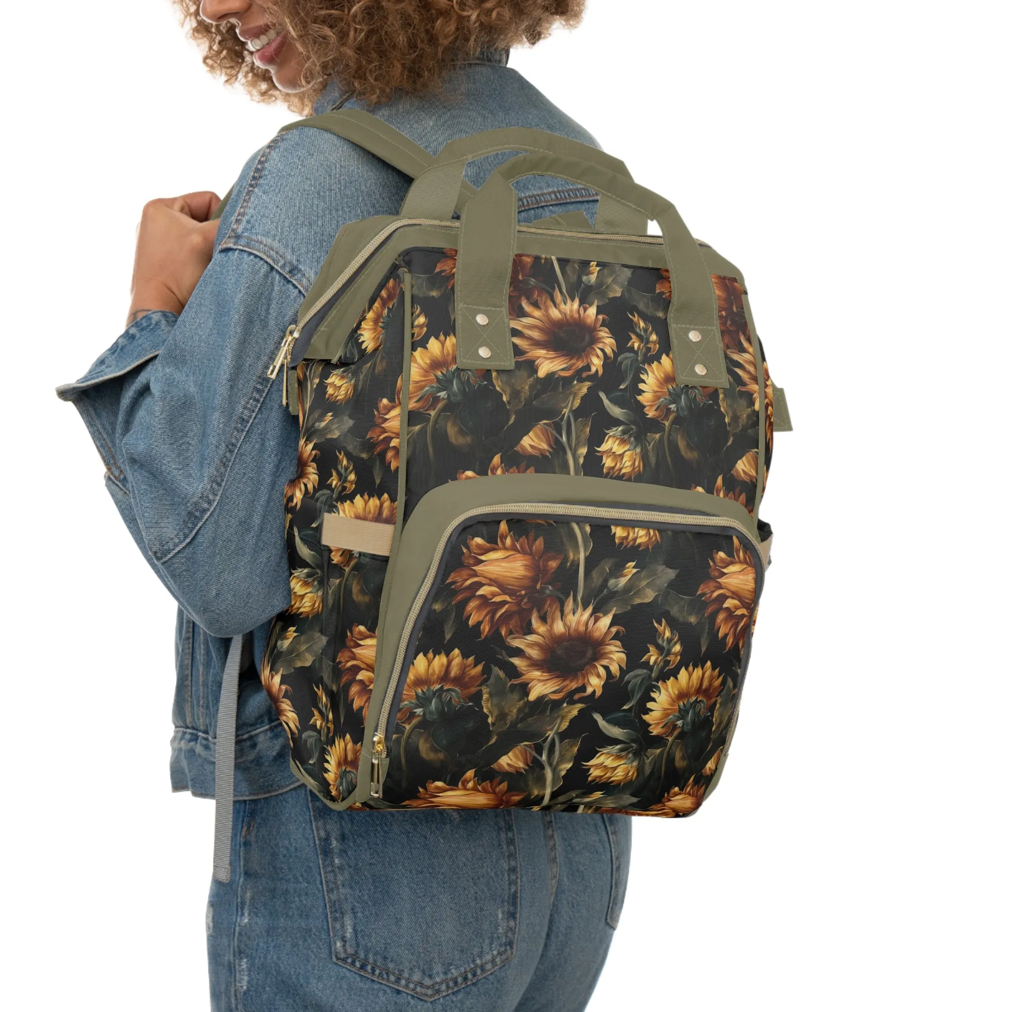 Sunflower Diaper Backpack - Bright & Multifunctional Baby Bag with Sunflower Design, Perfect for Nature-Loving Parents