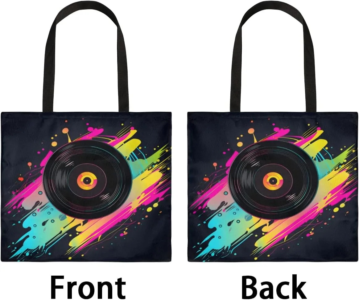 Sunflower Music Symbols Canvas Tote Bag for Women Men Stylish Tote Handbag Shoulder Bag Reusable Grocery Bag