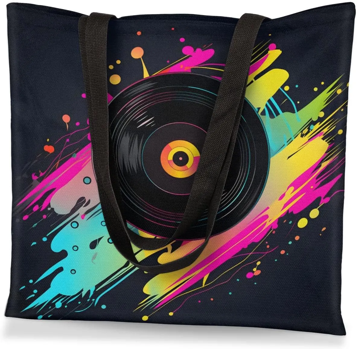 Sunflower Music Symbols Canvas Tote Bag for Women Men Stylish Tote Handbag Shoulder Bag Reusable Grocery Bag