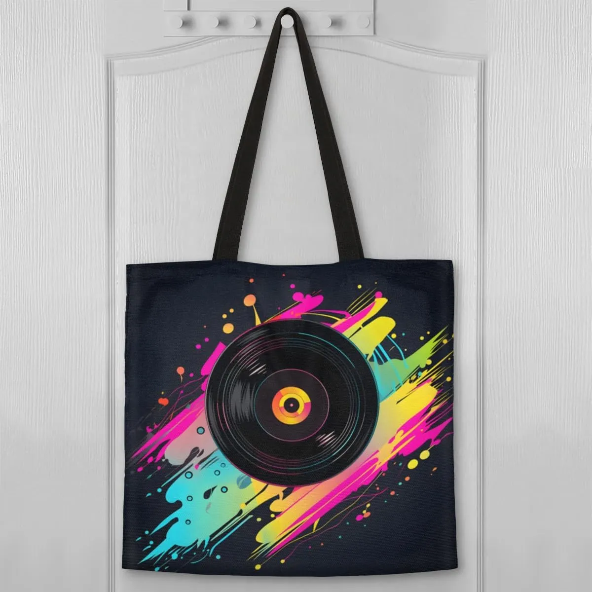 Sunflower Music Symbols Canvas Tote Bag for Women Men Stylish Tote Handbag Shoulder Bag Reusable Grocery Bag
