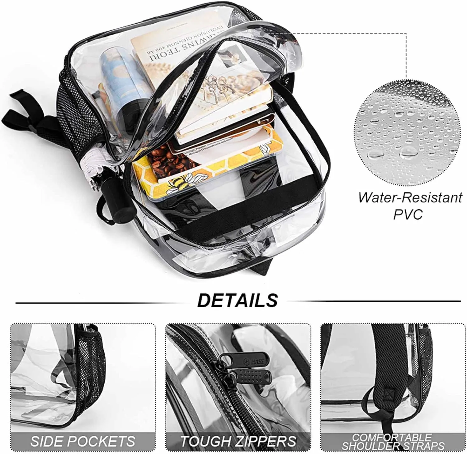 Supdreamc Lightweight Daypack for Camping Business Walking Cycling - Large Capacity Transparent Multipurpose Bookbag, Boston Terrier Floral Gym Outdoor Hiking Backpack