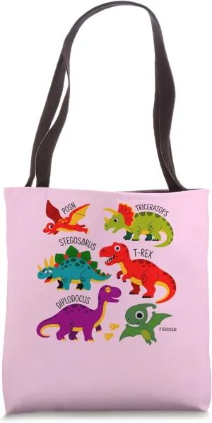 T-Rex Triceratops Stegosaurus Diplodocus Pterosaur Tote Bag