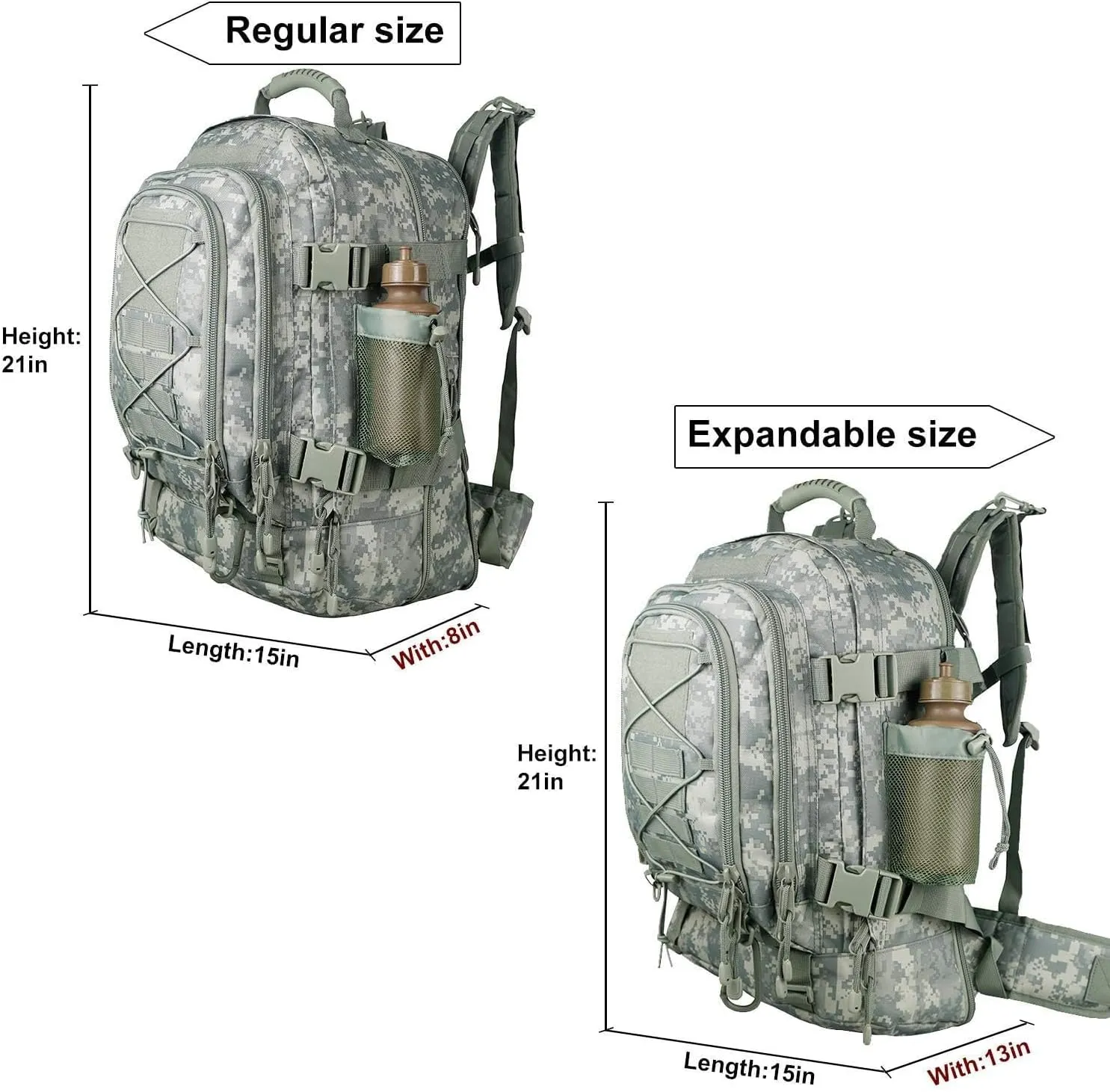 Tactical Backpack Military Hiking Daypack - Molle Backpack for Men 3 Day Assault Pack Bug Out Bag for Camping (AC Camo)