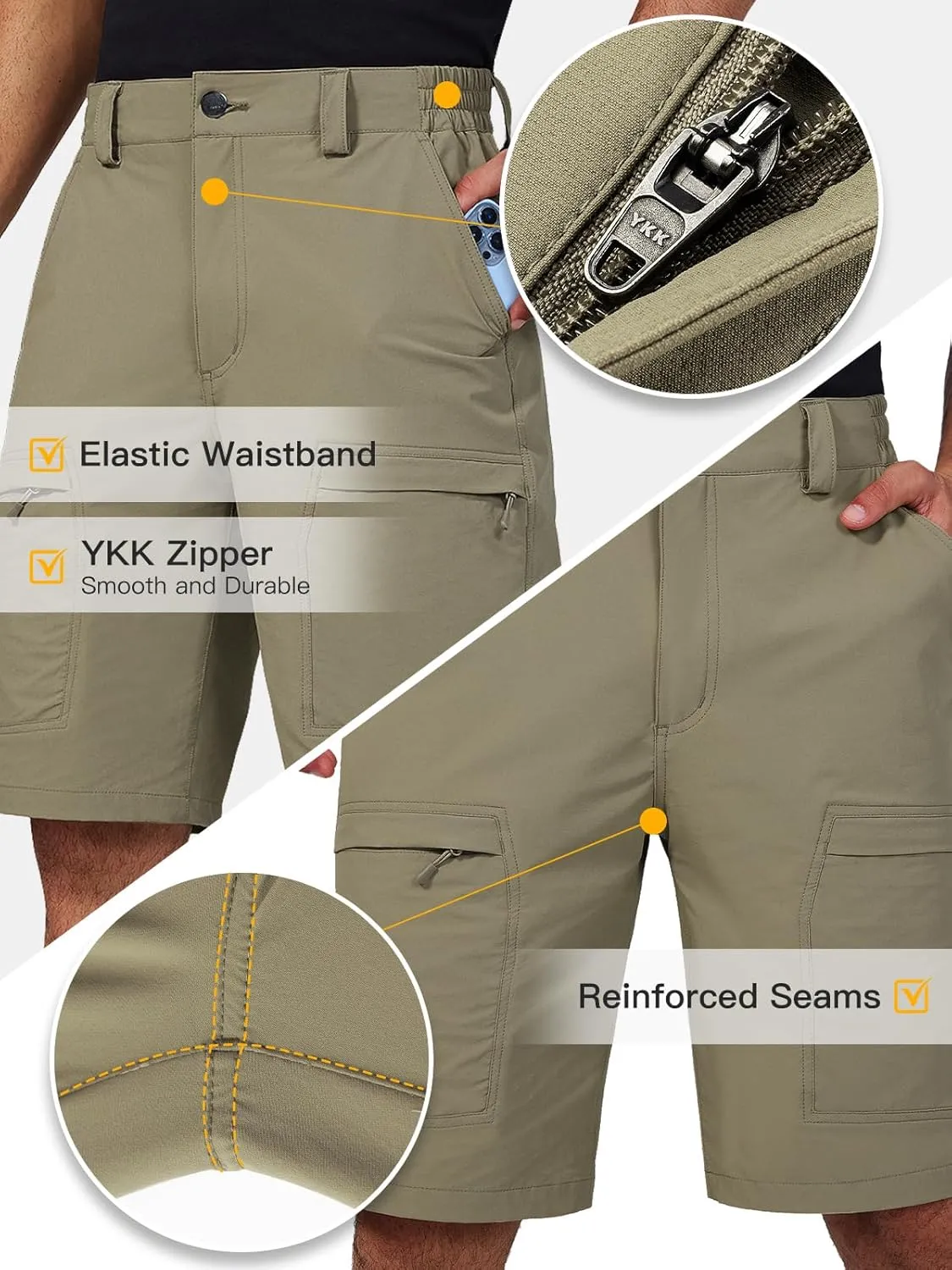 Tactical Cargo Shorts for Men Quick-Dry Lightweight Work Shorts with 7 Pockets,Durable Hiking Outdoor Short