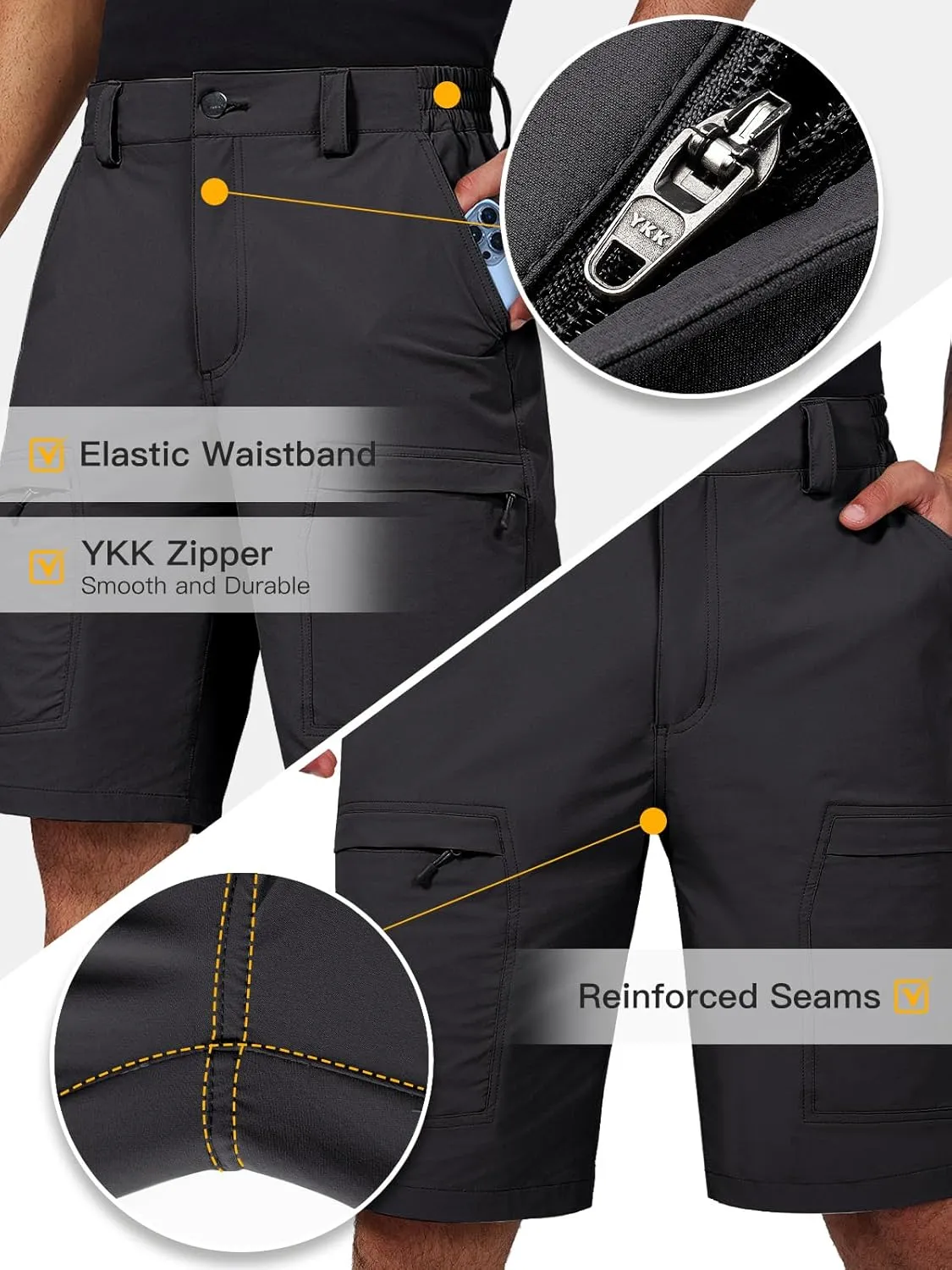 Tactical Cargo Shorts for Men Quick-Dry Lightweight Work Shorts with 7 Pockets,Durable Hiking Outdoor Short