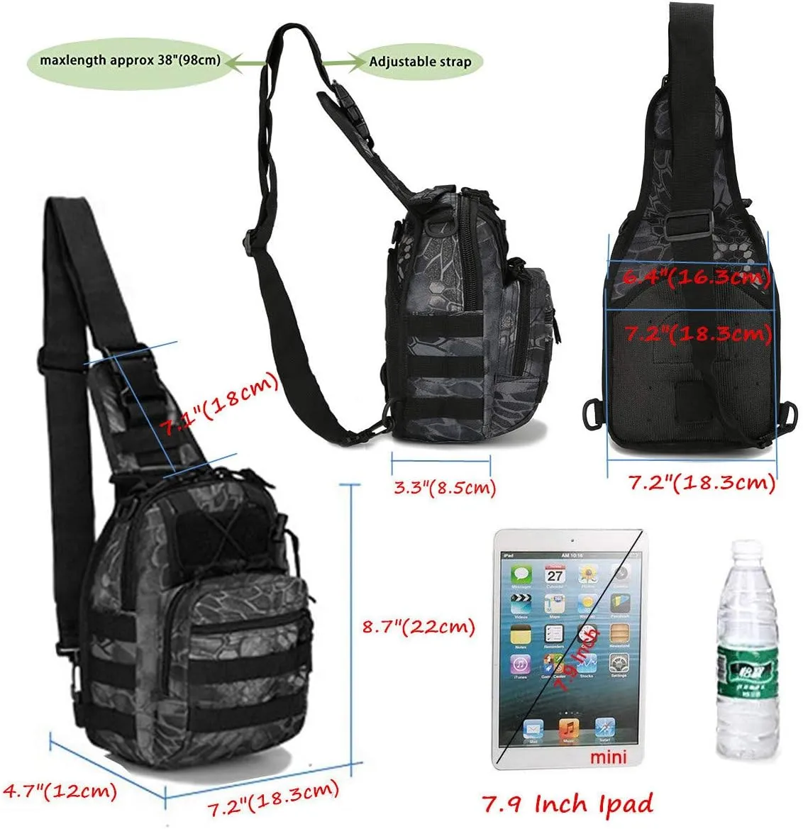 Tactical Shoulder Sling Bag Small Outdoor Chest Pack Backpack for Men Traveling, Trekking, Camping, Sling Backpack