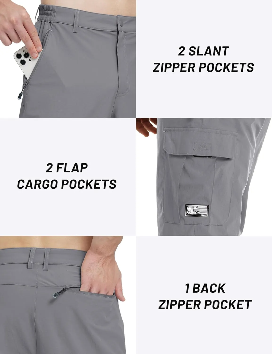 TACVASEN Men's Capri Pants Cargo Long Shorts Quick Dry Lightweight 3/4 Pants Below Knee Summer Hiking Work