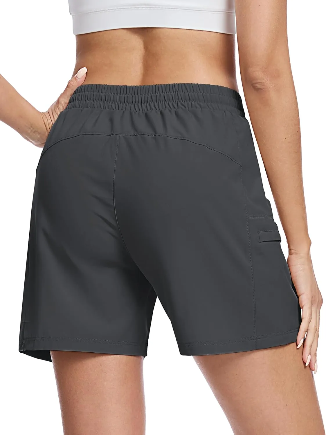 TACVASEN Women's Hiking Cargo Shorts Lightweight Water Resistant 5" Athletic Shorts with Zipper Pockets Golf Summer