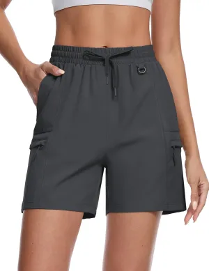 TACVASEN Women's Hiking Cargo Shorts Lightweight Water Resistant 5" Athletic Shorts with Zipper Pockets Golf Summer