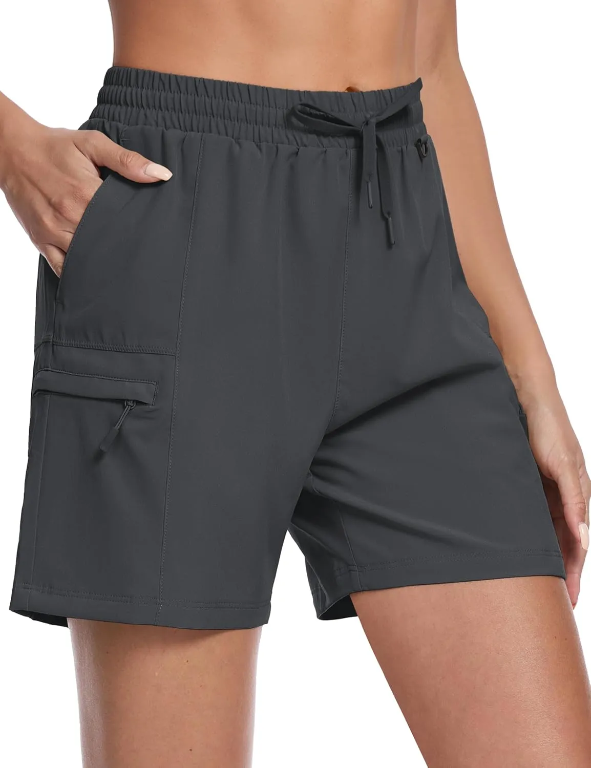 TACVASEN Women's Hiking Cargo Shorts Lightweight Water Resistant 5" Athletic Shorts with Zipper Pockets Golf Summer