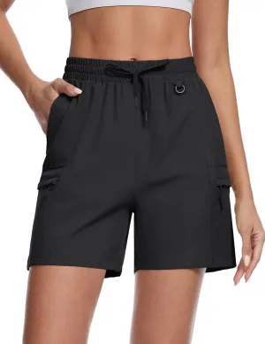 TACVASEN Women's Hiking Cargo Shorts Lightweight Water Resistant 5" Athletic Shorts with Zipper Pockets Golf Summer