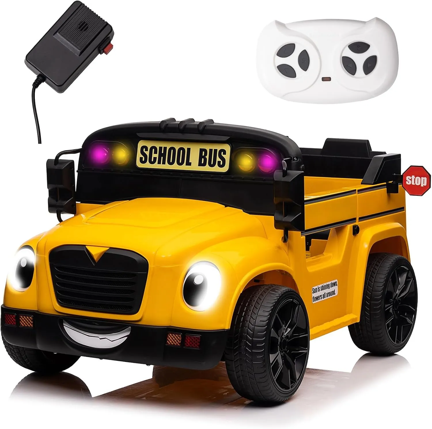 TAICO 24V School Bus Kids Ride on Powered Car Toy 4 Wheels Electric Truck Vehicle with Parent Remote Control Bluetooth Music Player Ride on Toys for Boy Girl