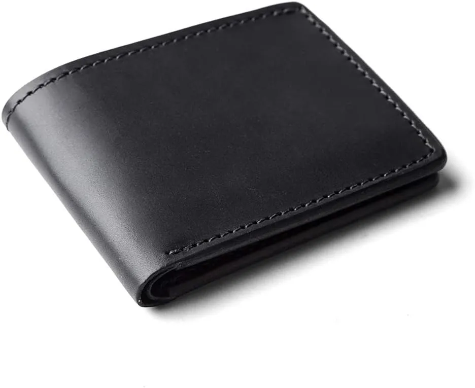 TANNER GOODS Mens Wallet. Mens Leather Wallets. Utility Bifold 4 Card Pocket Wallet, Billfold Slot Cardholder. Made in USA, Black