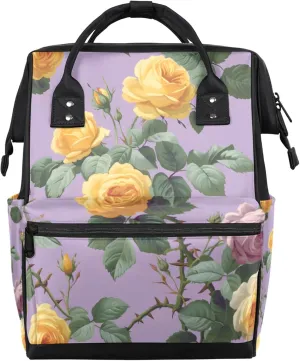 Tavisto Bold Floral Burst Double Shoulder Mommy Bag for Women, Polyester Large Capacity Diaper Backpack with Multi Pockets, Waterproof Adjustable Straps Diaper Bag for Moms Dads, 11''×7''×15.7''