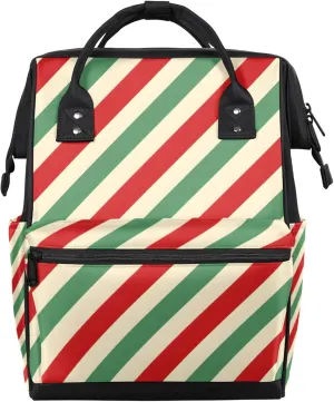 Tavisto Diagonal Stripe Design Double Shoulder Mommy Bag for Women, Polyester Large Capacity Diaper Backpack with Multi Pockets, Waterproof Adjustable Straps Diaper Bag for Moms Dads, 11''×7''×15.7''