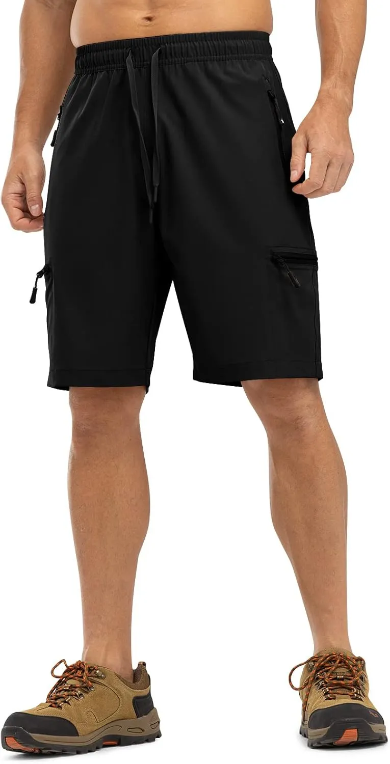 TBMPOY Men's Hiking Shorts with 5 Zip Pockets 9'' Lightweight Outdoor Work Athletic Travel Short for Men Casual Running
