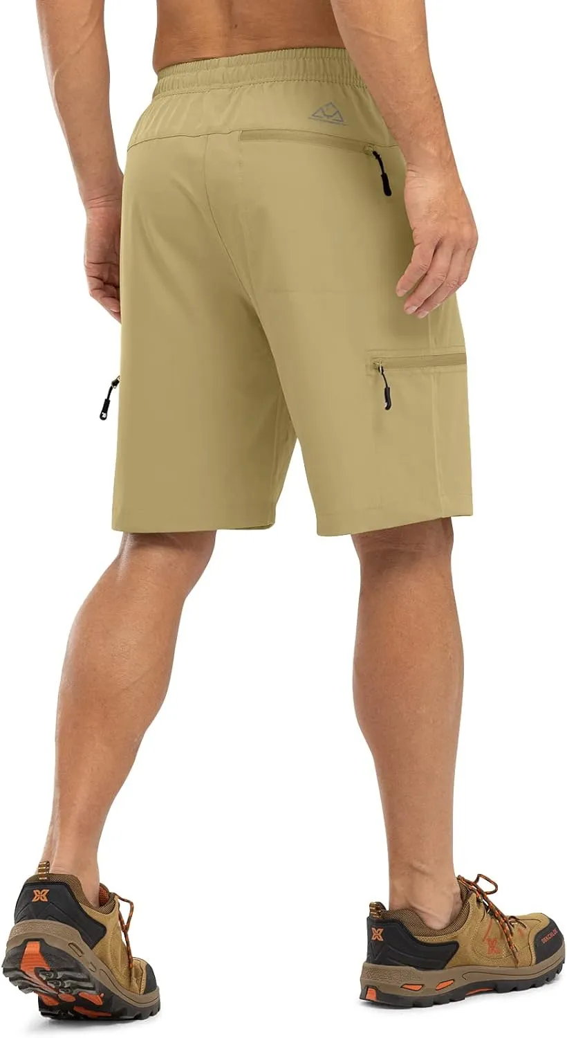 TBMPOY Men's Hiking Shorts with 5 Zip Pockets 9'' Lightweight Outdoor Work Athletic Travel Short for Men Casual Running