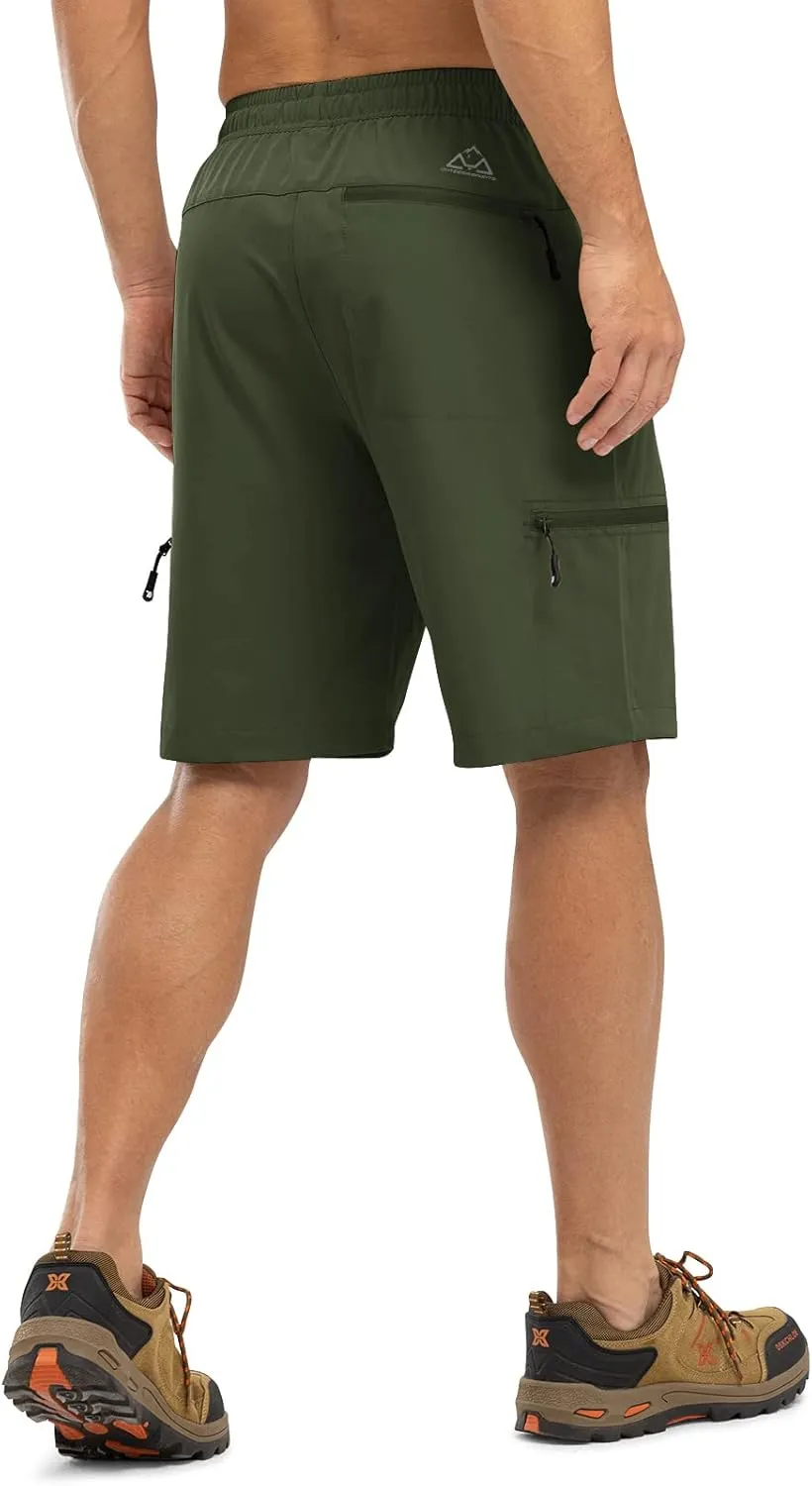 TBMPOY Men's Hiking Shorts with 5 Zip Pockets 9'' Lightweight Outdoor Work Athletic Travel Short for Men Casual Running