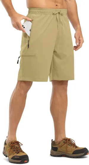 TBMPOY Men's Hiking Shorts with 5 Zip Pockets 9'' Lightweight Outdoor Work Athletic Travel Short for Men Casual Running