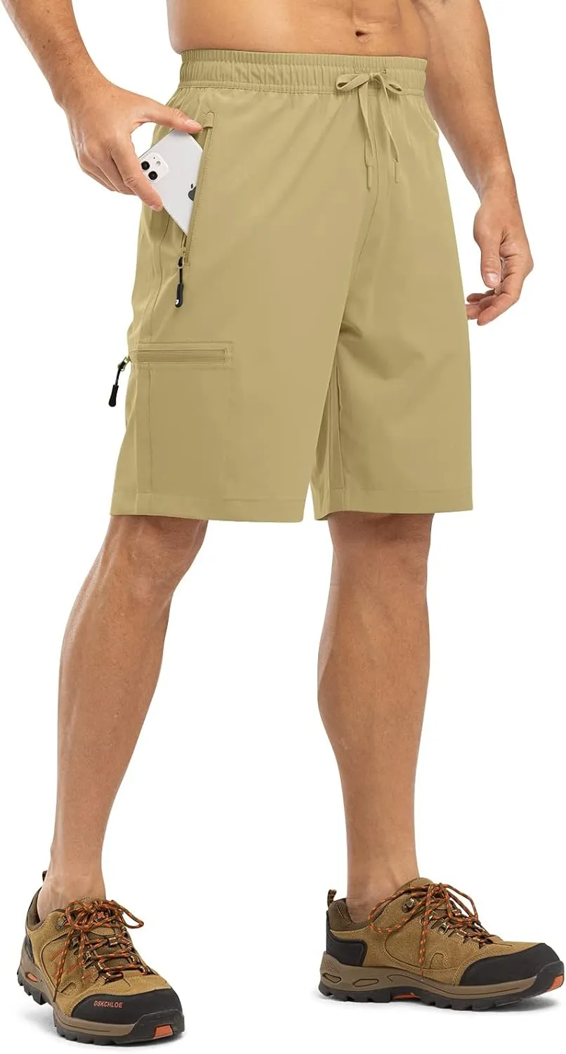 TBMPOY Men's Hiking Shorts with 5 Zip Pockets 9'' Lightweight Outdoor Work Athletic Travel Short for Men Casual Running