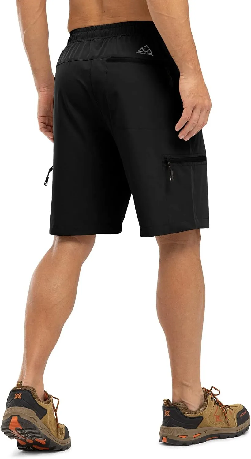 TBMPOY Men's Hiking Shorts with 5 Zip Pockets 9'' Lightweight Outdoor Work Athletic Travel Short for Men Casual Running