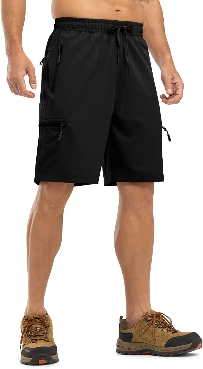 TBMPOY Men's Hiking Shorts with 5 Zip Pockets 9'' Lightweight Outdoor Work Athletic Travel Short for Men Casual Running